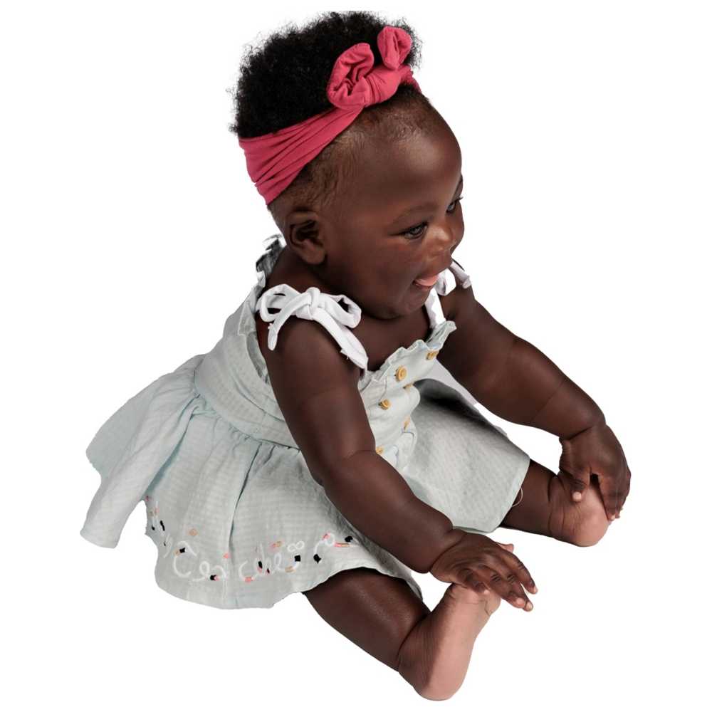 عين غين-  فستان قطعة واحدة بحزام للكتف للأولاد الصغار - أزرق فاتح