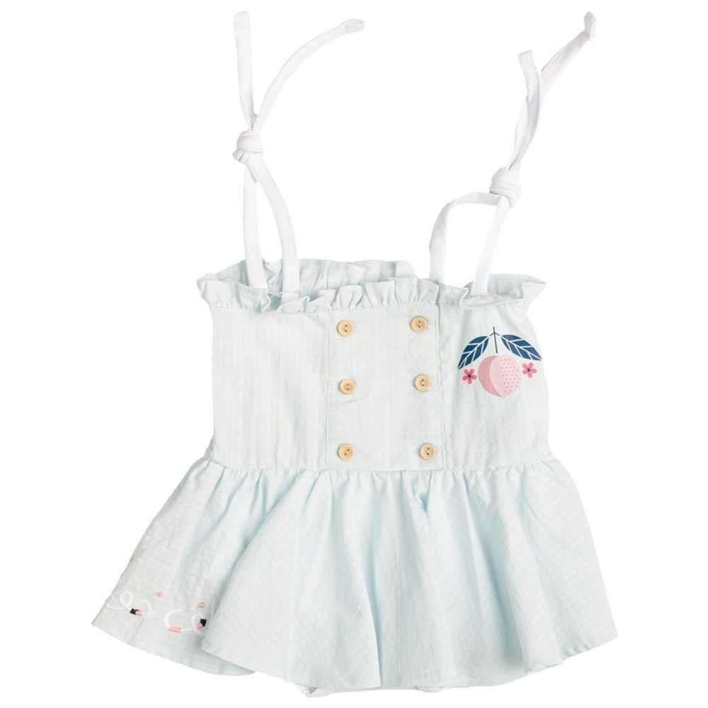 عين غين-  فستان قطعة واحدة بحزام للكتف للأولاد الصغار - أزرق فاتح