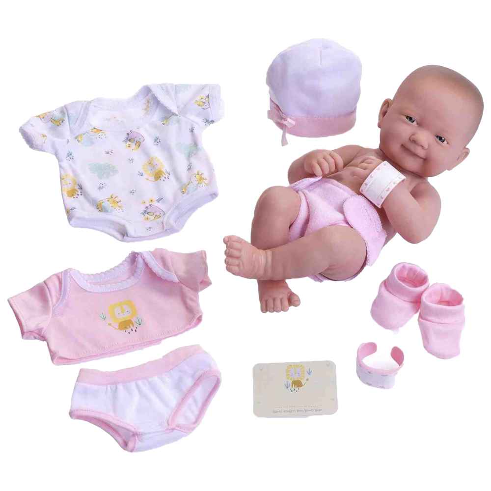 جي سي تويز - مجموعة دمية حديثة الولادة - وردي - 9 قطع