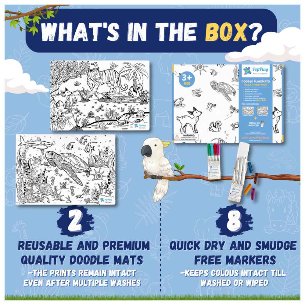 بيبلاي - حصائر تلوين الحيوانات - 10 قطع