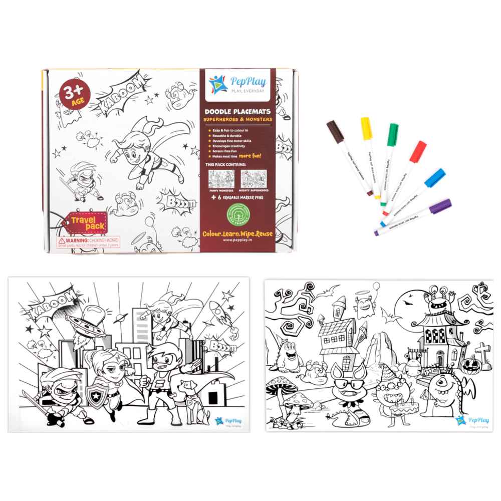 بيبلاي - حصائر تلوين الأبطال الخارقين والوحوش - 8 قطع