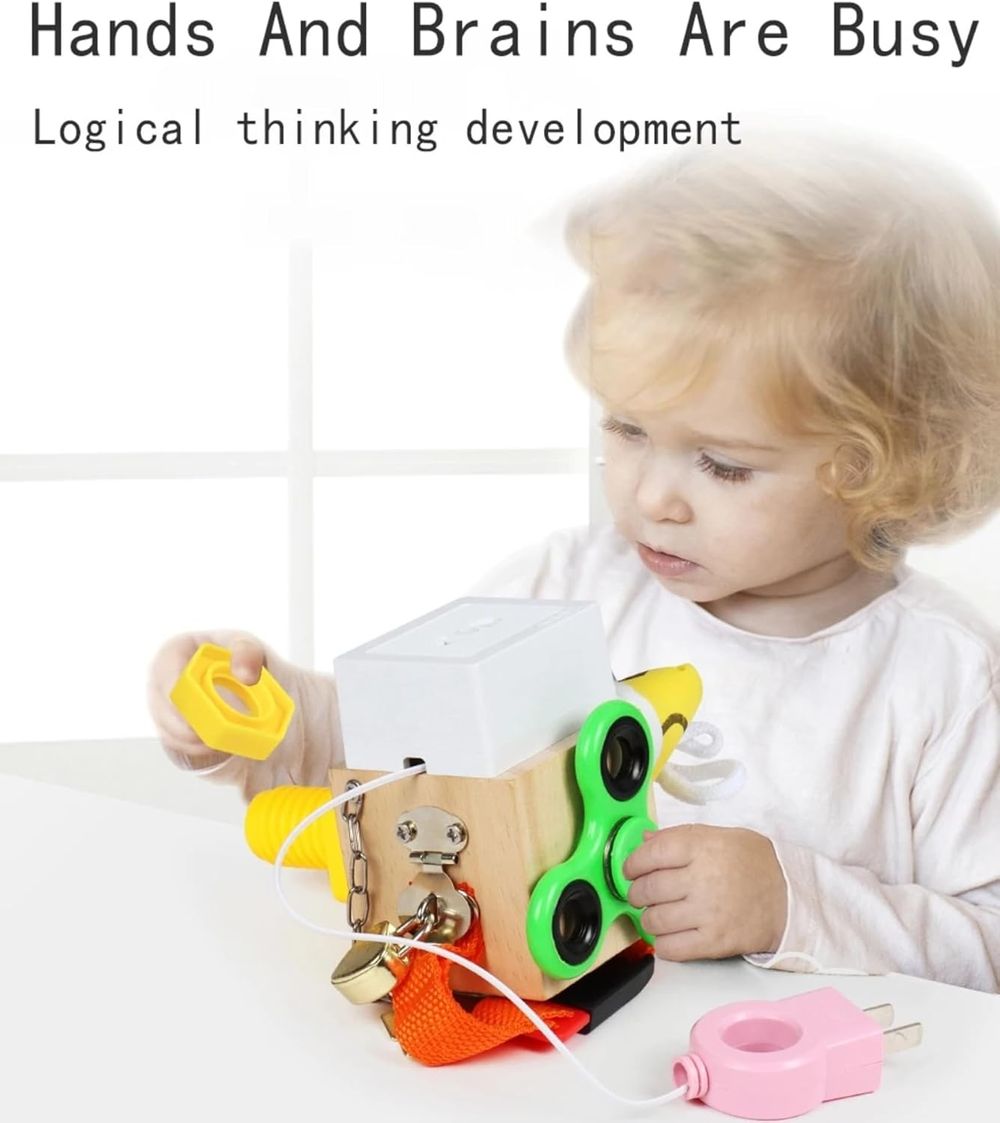 فاكتوري برايس - مكعب خشبي متعدد الوظائف 7 في 1 للأنشطة الحسية هوزيه - أ