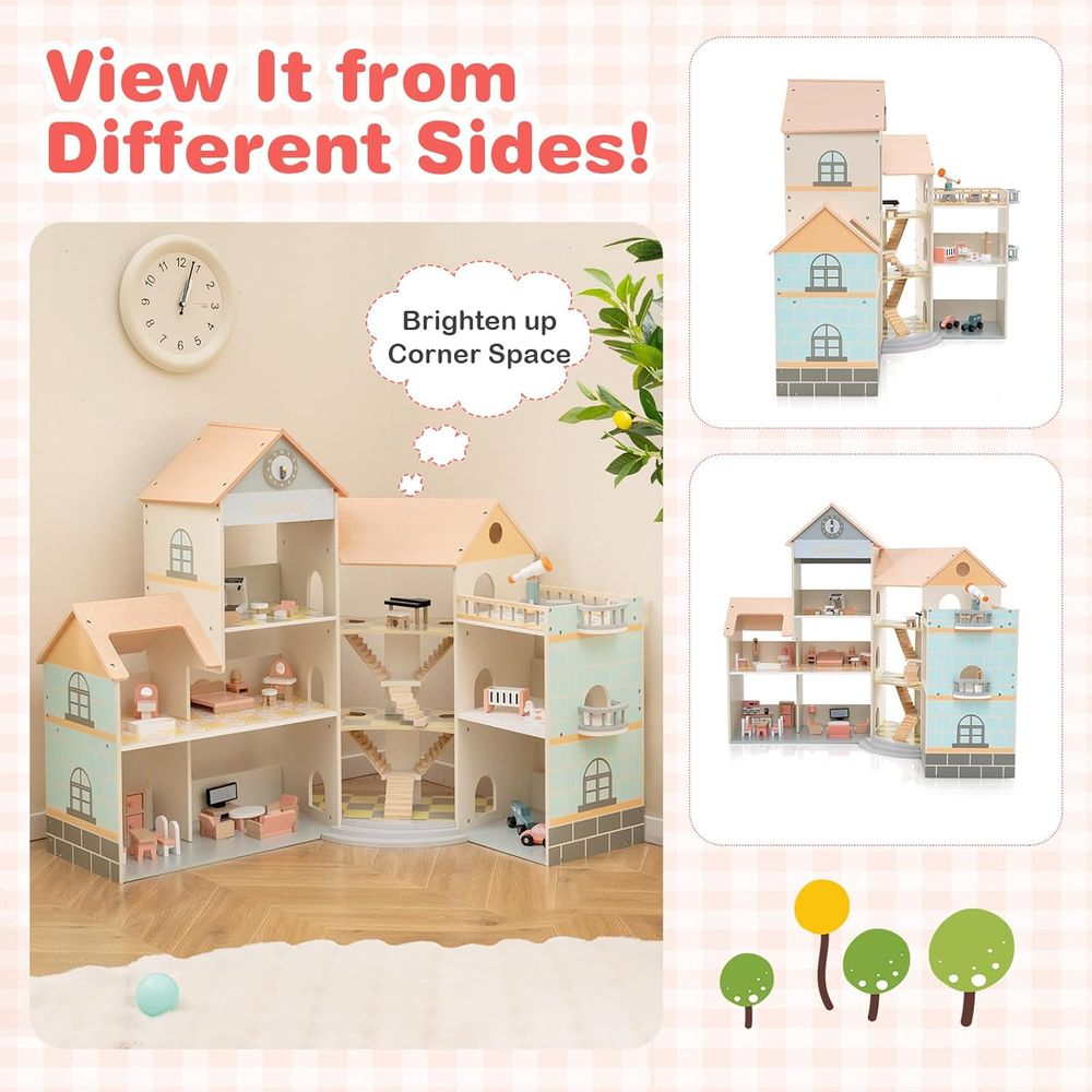 Factory Price - Parice 3 Level Wooden Doll House - A