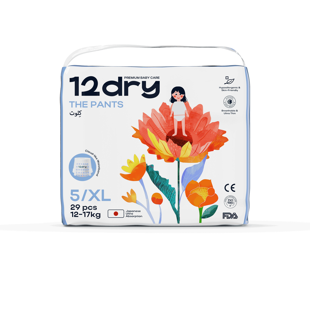12dry - Pants Premium Baby Care (Size 5, 12-17 kg, 29 count), 100% Ultra-Absorbent Japanese Tech Dual-Layer Thin