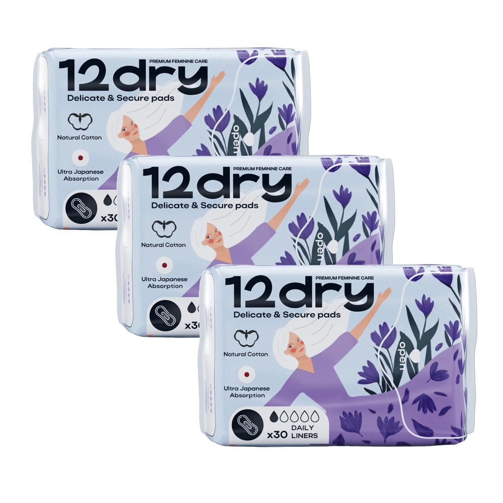 12dry - Ultra Thin Panty Liners - Pack of 3 - 90 pieces