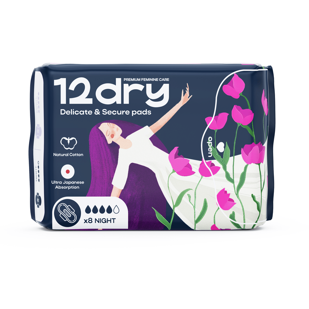 12dry - Ultra Thin Night Pads - 8 pieces - 300 mm