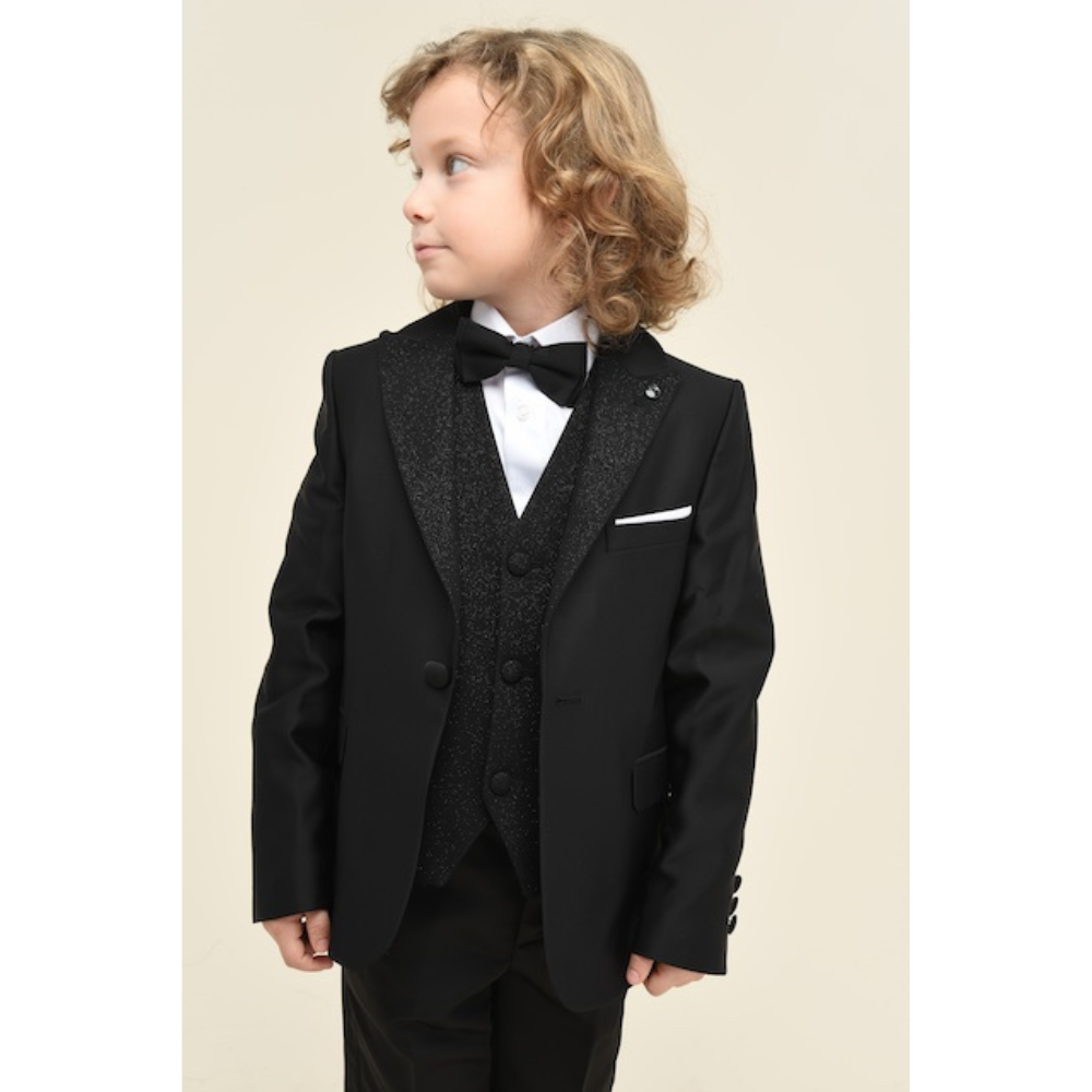 Via Bambino - 3pc-Set - 7228 Boy's Formal Suit - Black
