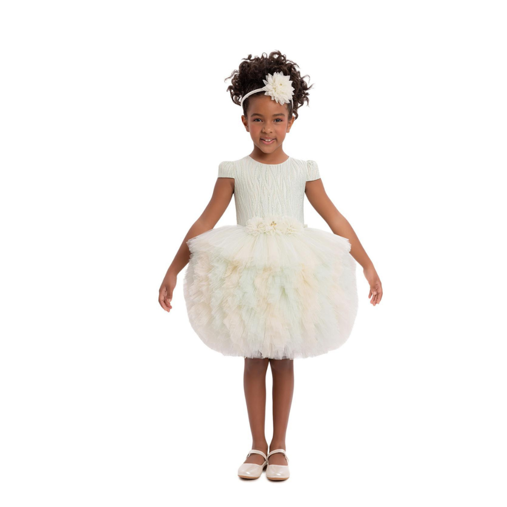 Via Bambino - Girl's Ruffled Tulle Dress - White