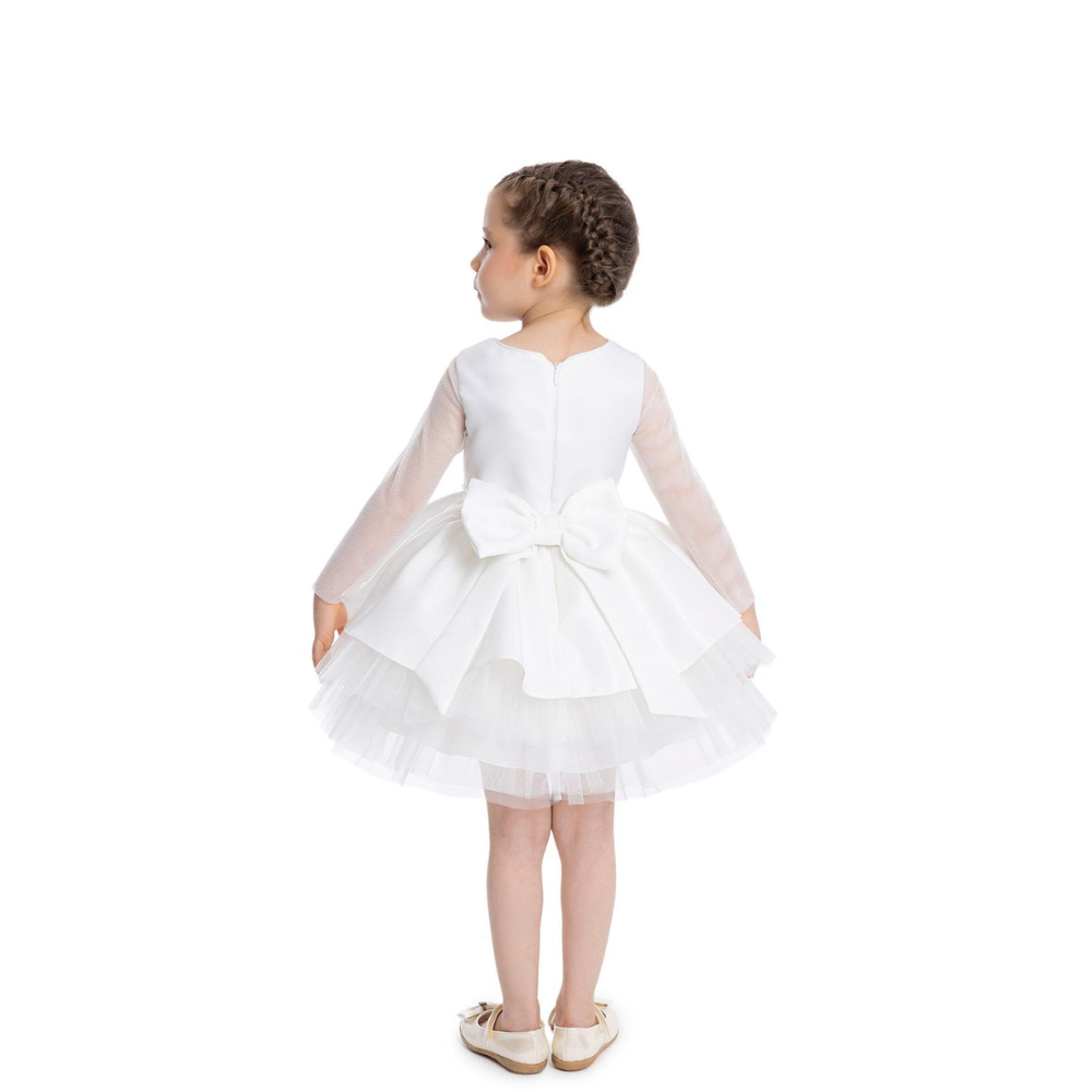 Via Bambino Baby Girl's Lovely Long Sleeves Dress - White