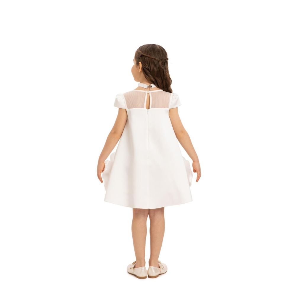 Via Bambino - Girl's Lovely Floral Hem Dress - White