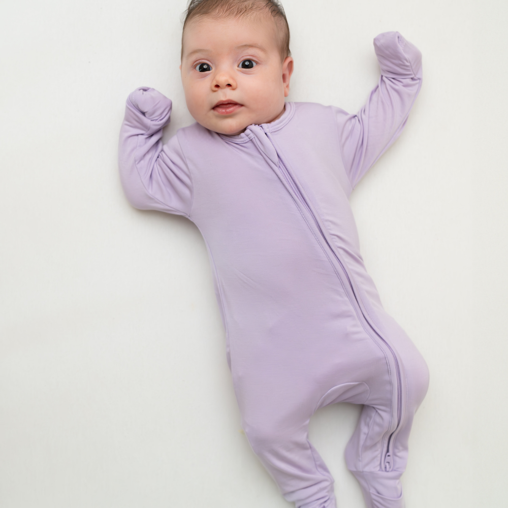 Hushabye - 3pc-Set - Baby Zippered Bamboo Sleepsuit - Flamingo/ Lilac/Date Palm