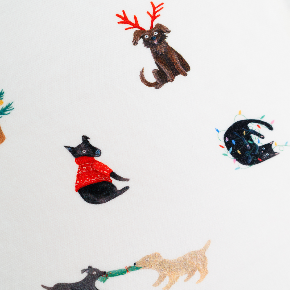 Hushabye - Christmas Printed Bamboo Zippered Sleepsuit - Santa Paws