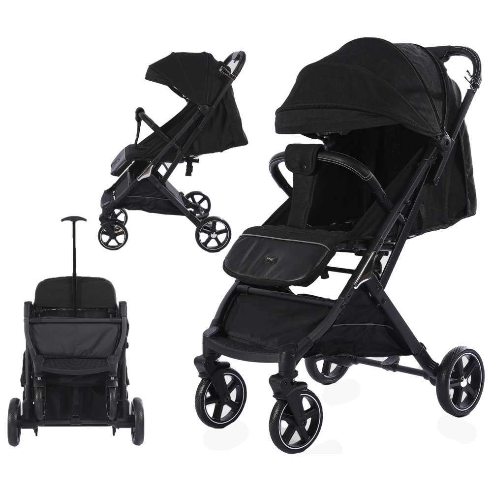 بورباي - عربية أطفال قابلة للطي للسفر - أسود