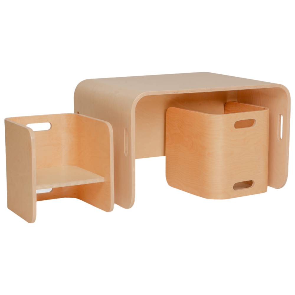 Miamamma - Nordic Style Montessori Children's Table w/ 2 Chairs - 3 Pcs