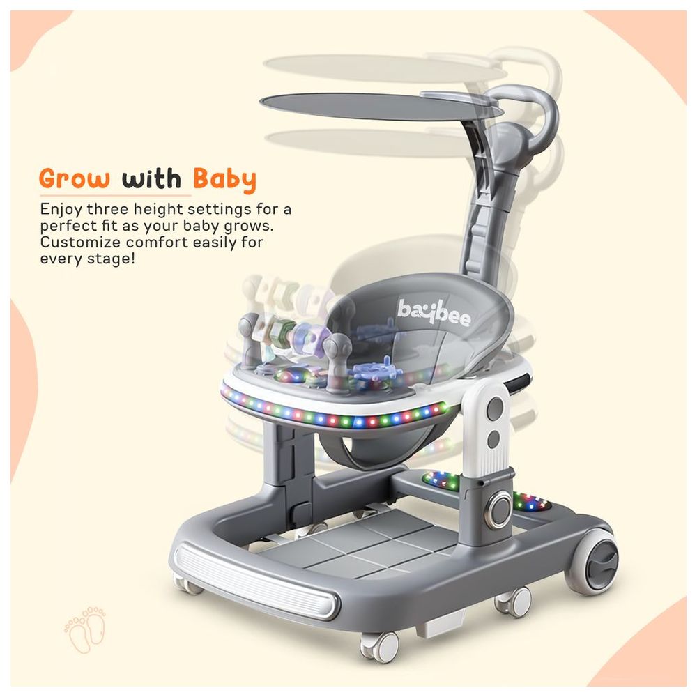 بايبي - مشاية أطفال متعددة الاستخدامات 2 في 1 - رمادي