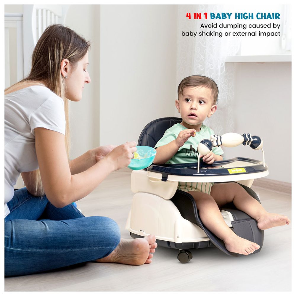 بايبي - كرسي طعام للأطفال 4 في 1 نورا قابل للتحويل - أزرق غامق
