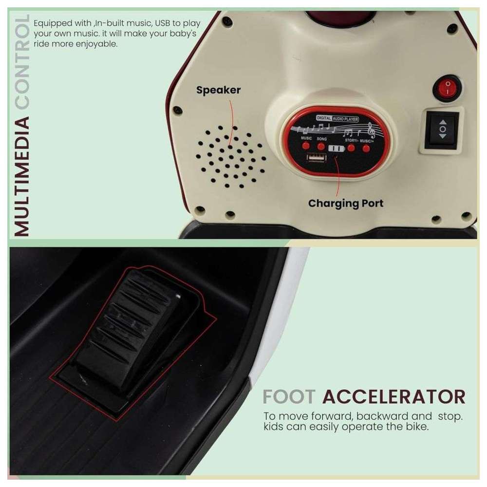 بايبي - سكوتر ركوب كهربائي للأطفال يعمل بالبطارية - بني