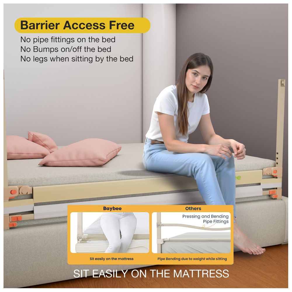 بايبي - حاجز حماية مهد للأطفال - بيج/أبيض - 180×80 سم