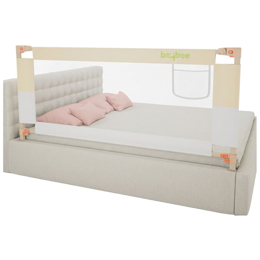 بايبي - حاجز حماية مهد للأطفال - بيج/أبيض - 200×80 سم