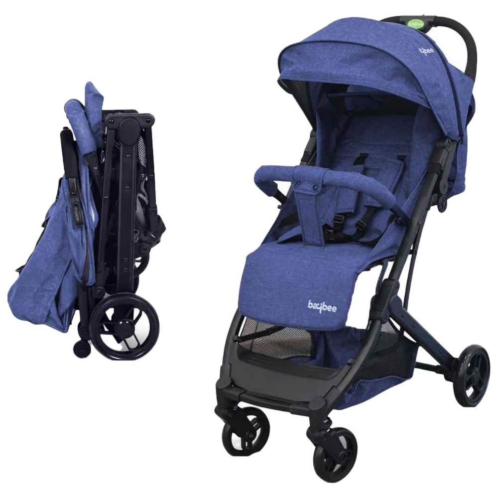 بايبي - عربية أطفال خفيفة الوزن وقابلة للطي بإطار معدني - أزرق