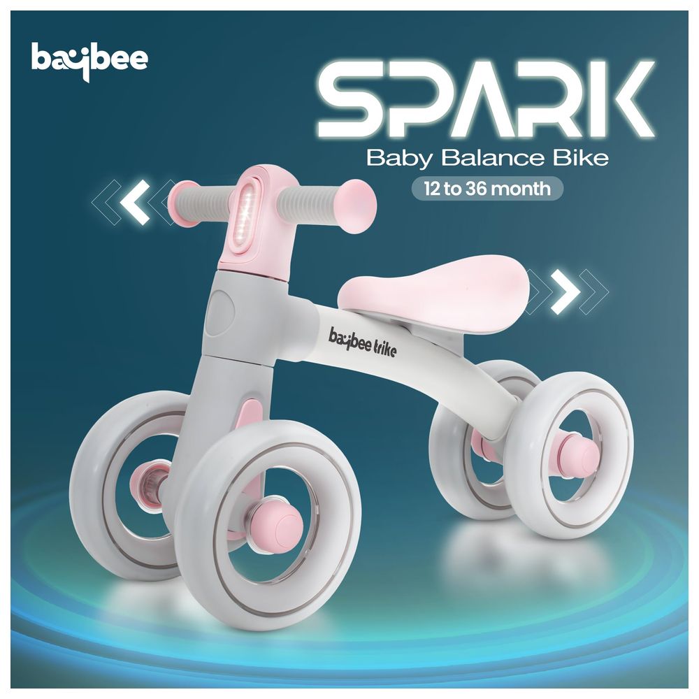 بايبي - دراجة ثلاثية للأطفال بأربع عجلات وإطارات خلات فاينيل-إيثلين - زهري