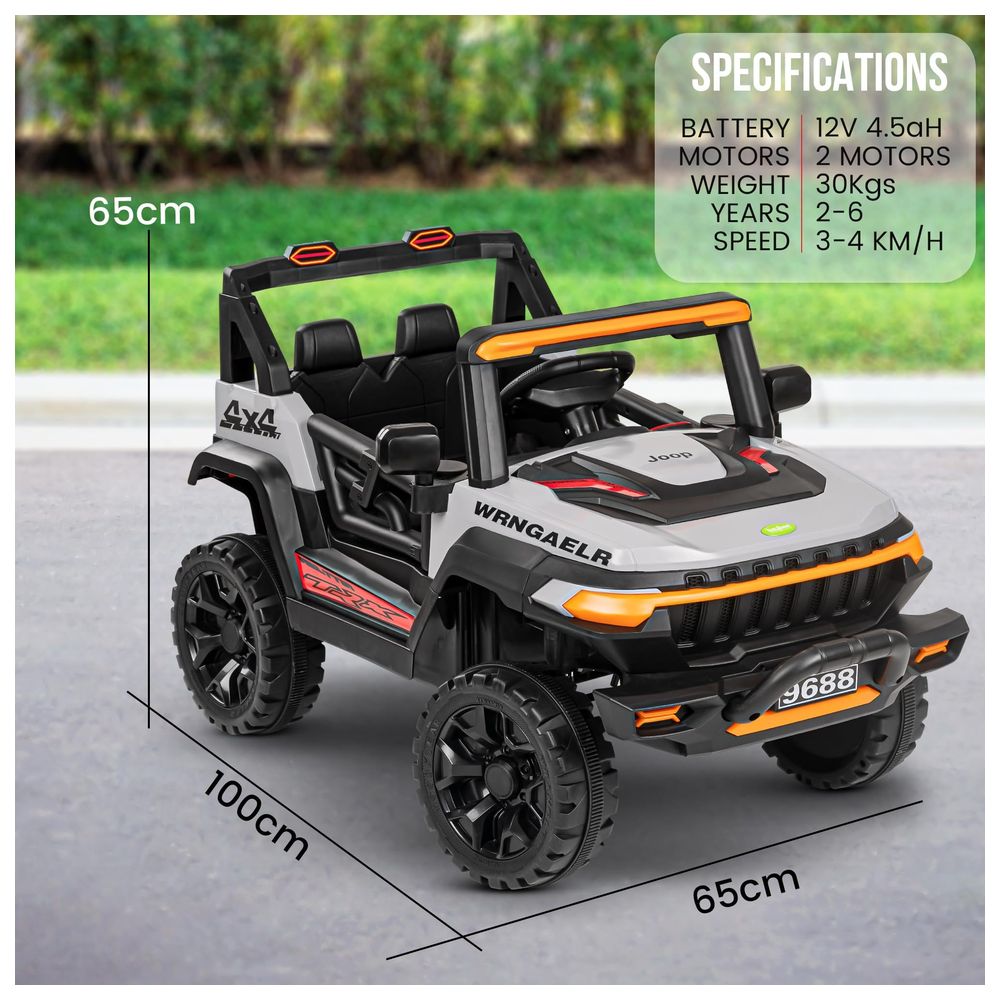 بايبي - جيب كهربائي يعمل بالبطارية للأطفال واجون - رمادي