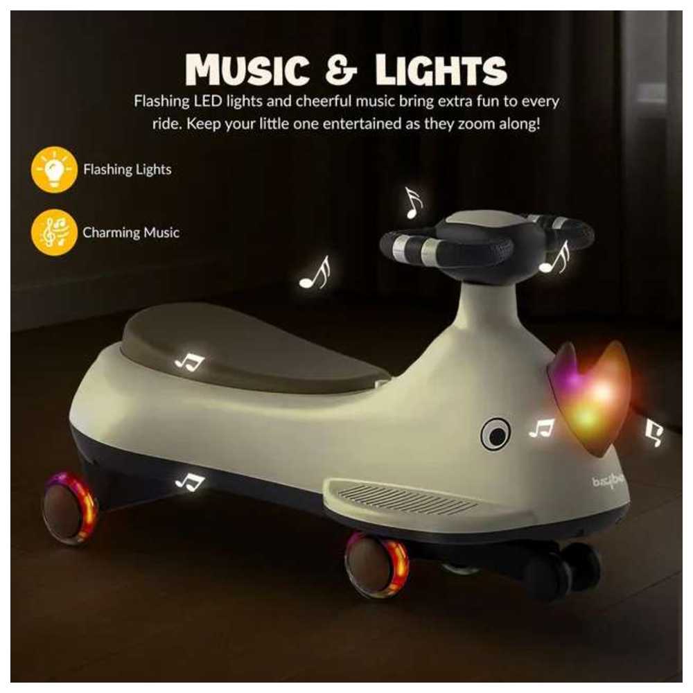 بايبي - سيارة ديناصور متأرجحة للأطفال مع عجلات ليد - بيج