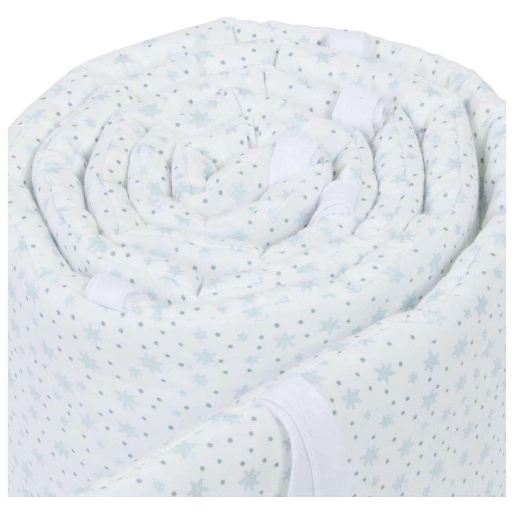 Babybay - Organic Cotton Babynest - White Glitter Stars Diamond Blue