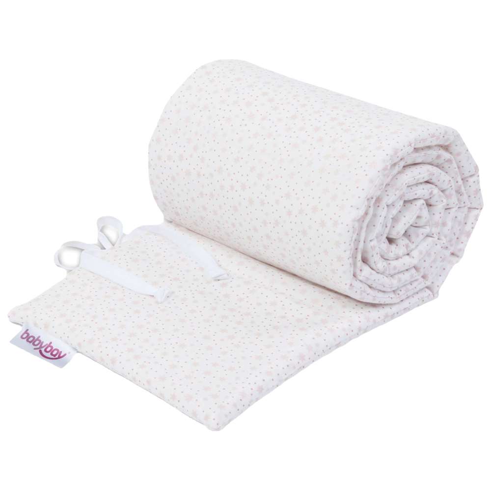 Babybay - Organic Cotton Babynest - White Glitter Stars Rose
