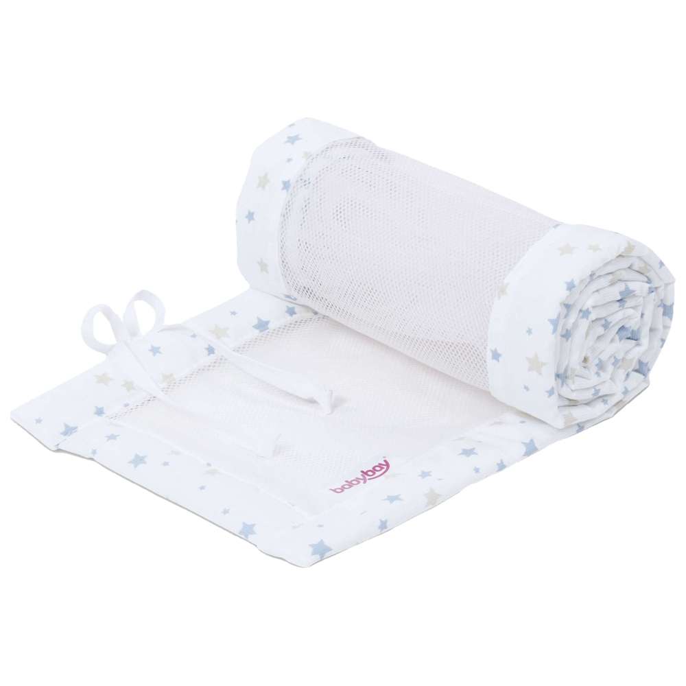 Babybay - Mesh-Pique Babynest - White Starsmix Sand/Azure