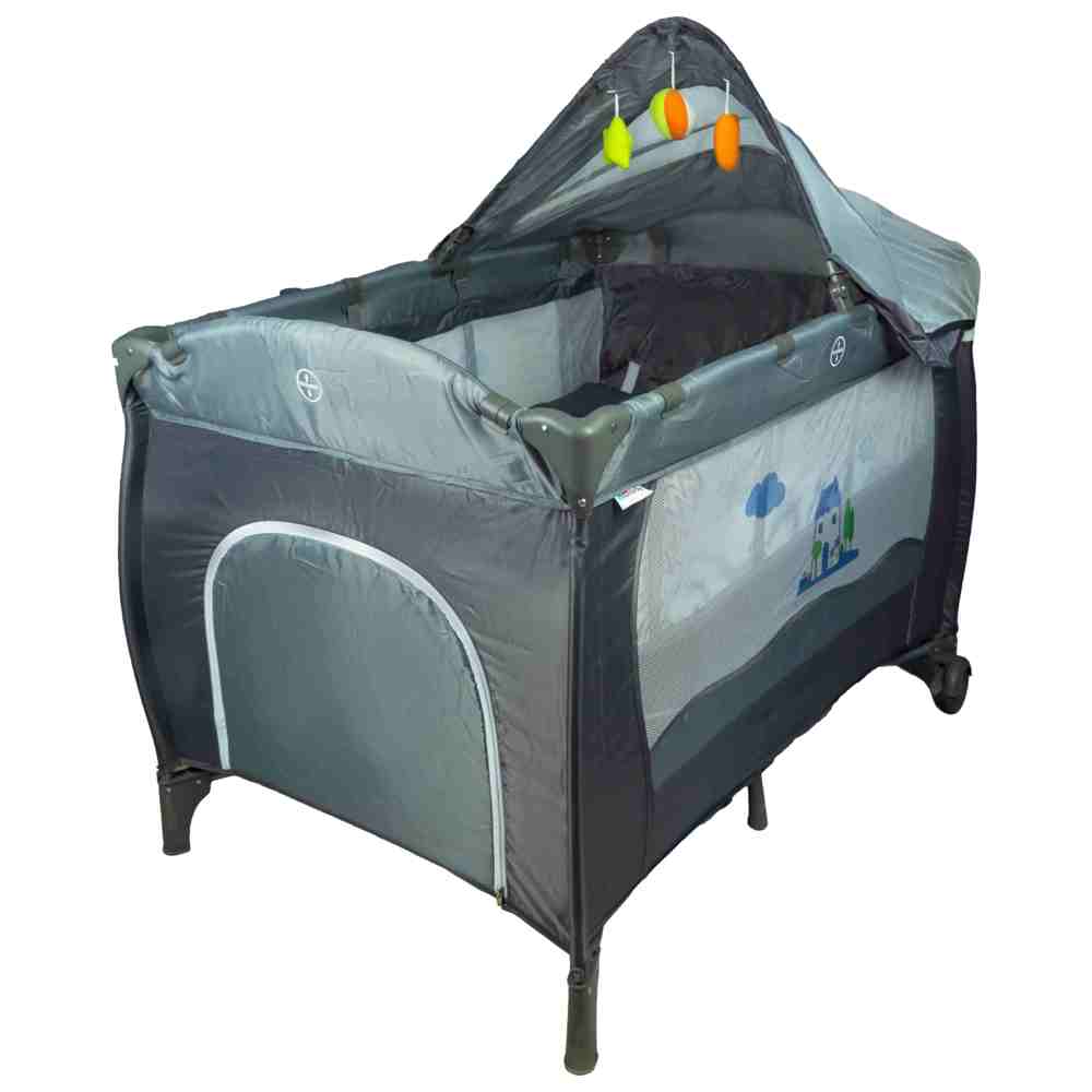 مولودي - ساحة لعب للأطفال مع ألعاب معلقة - رمادي