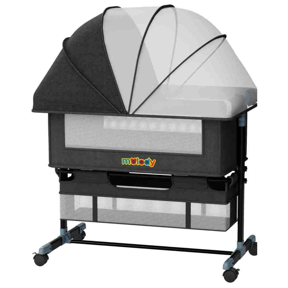 مولودي - سرير أطفال محمول - أسود