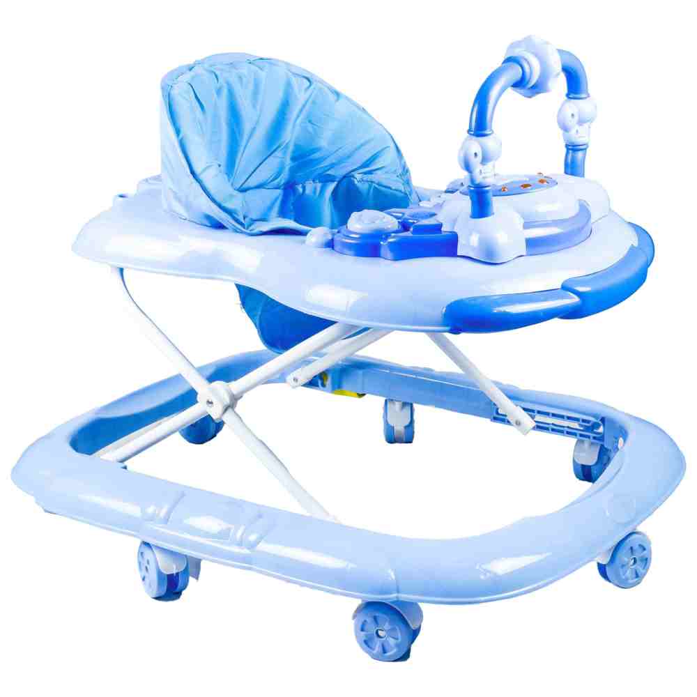 مولودي - مشاية أطفال مع صينية وجبات خفيفة - أزرق