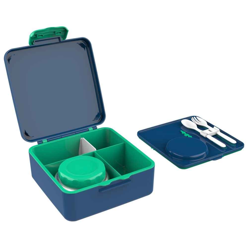 BonBon - Functional 3-4 Compartment Leakproof Lunchbox with Cutlery and Food Jar - Green Dino