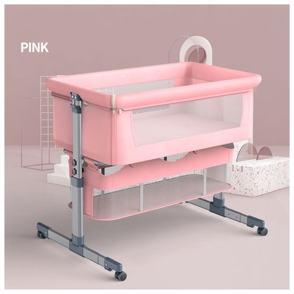 دريبا - مهد طفل من قماش الكتان - زهري