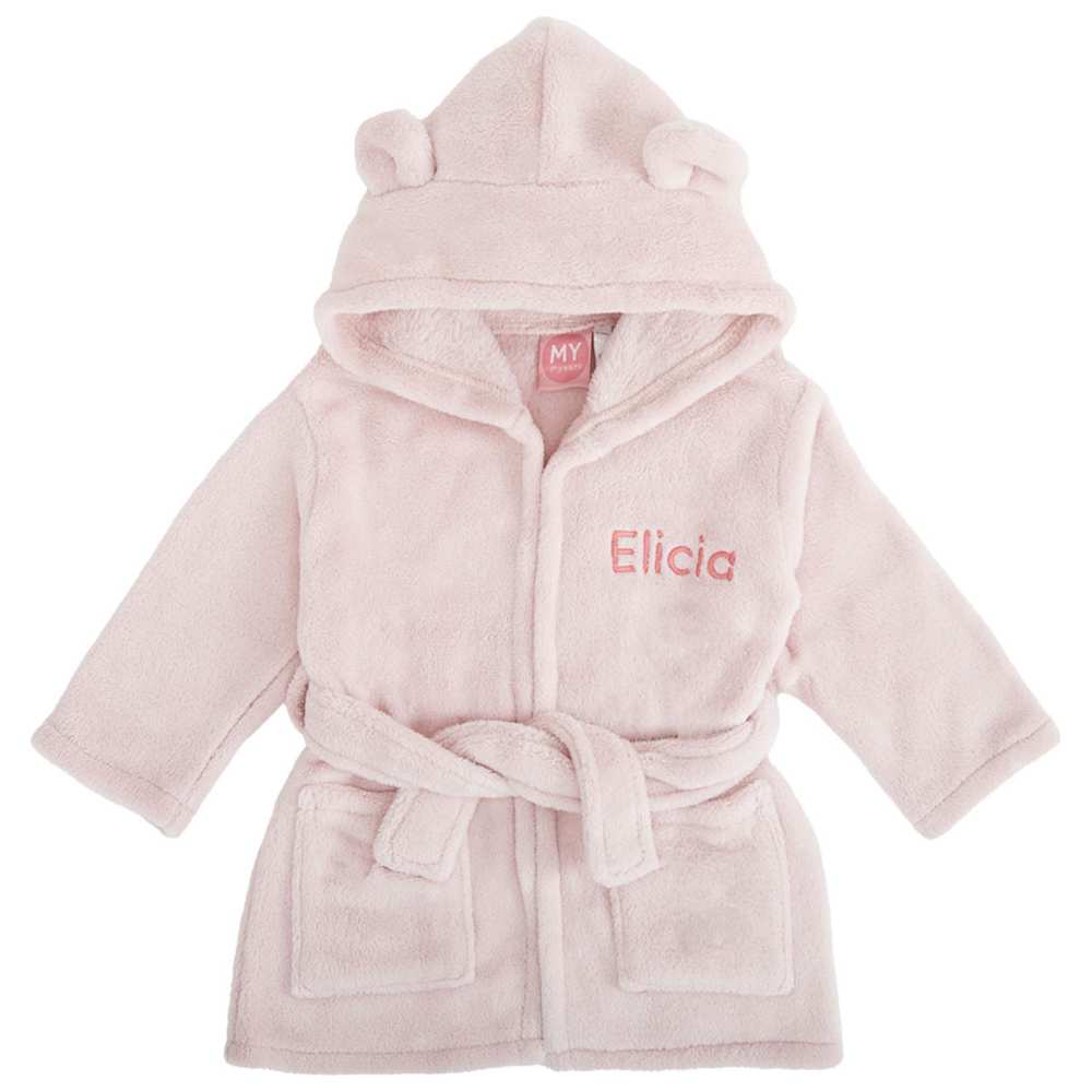 My 1st Years - Girl's Personalised Hooded Fleece Robe - Pink