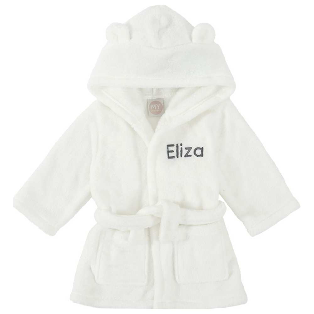 My 1st Years - Kid's Personalised Hooded Fleece Robe - Ivory