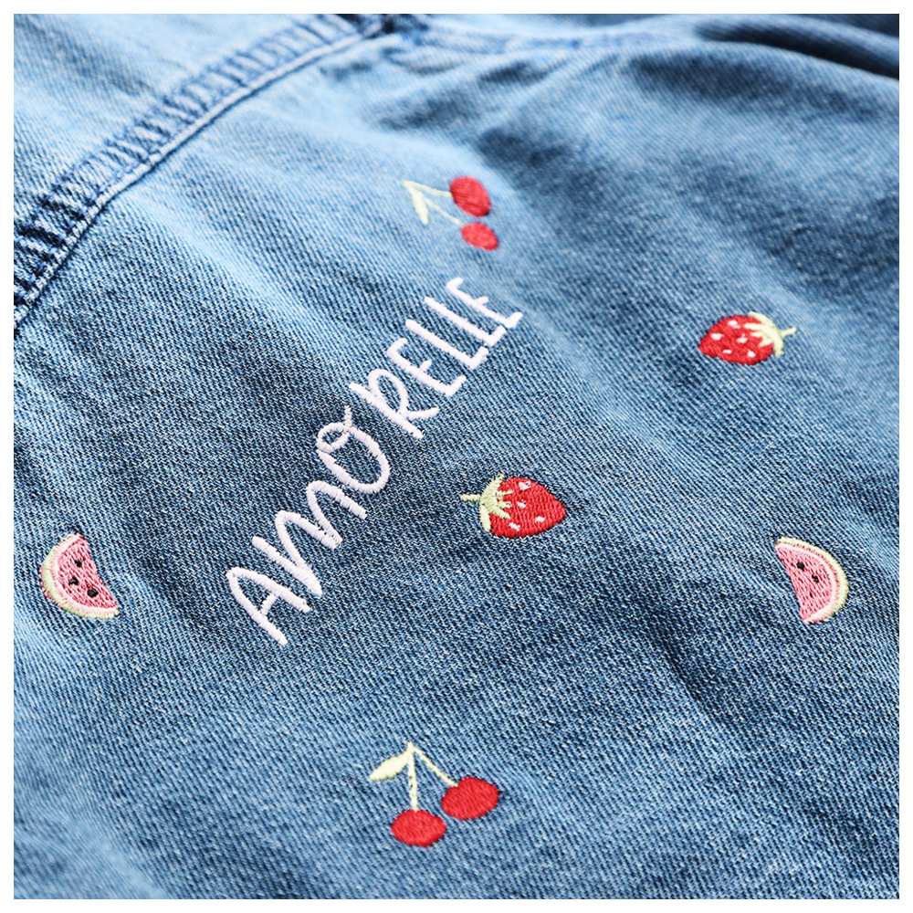 My 1st Years - Girl's Personalised Fruits Denim Jacket - Blue