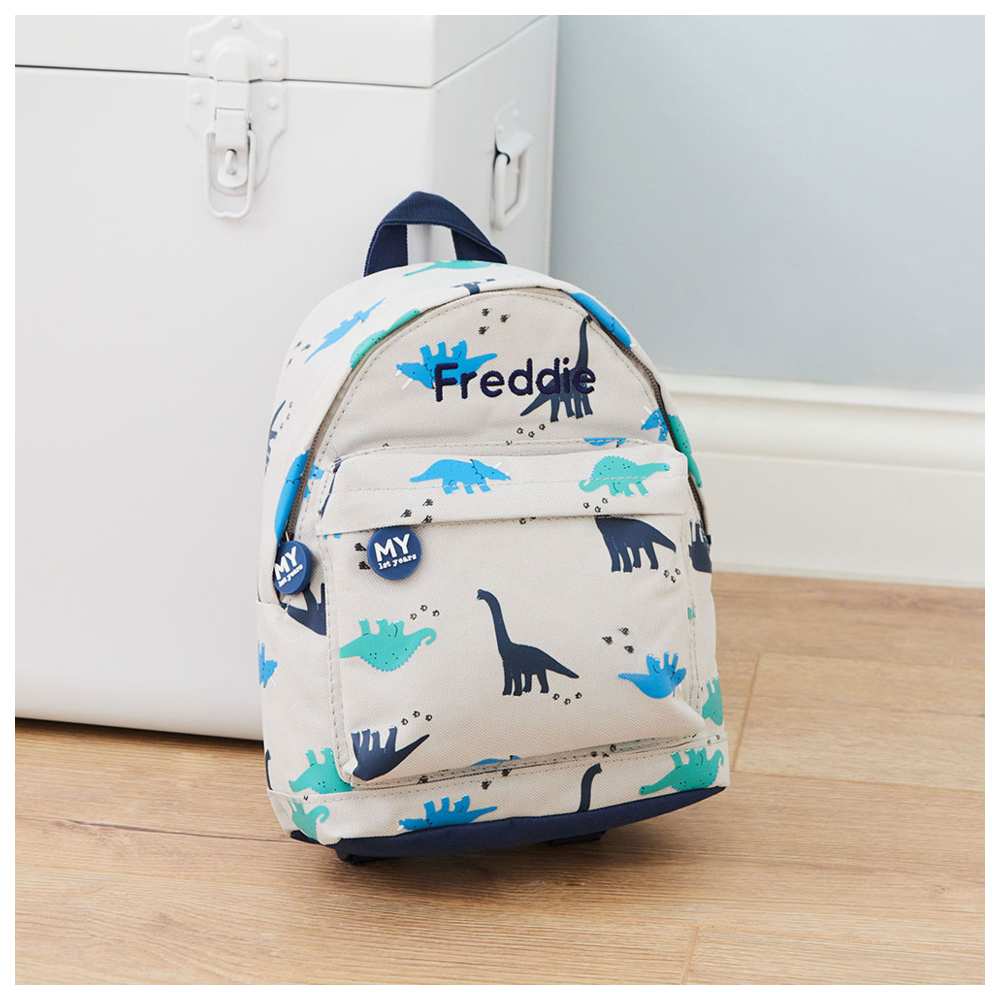My 1st Years - Personalised Dino Backpack - Grey - 10.23-Inch