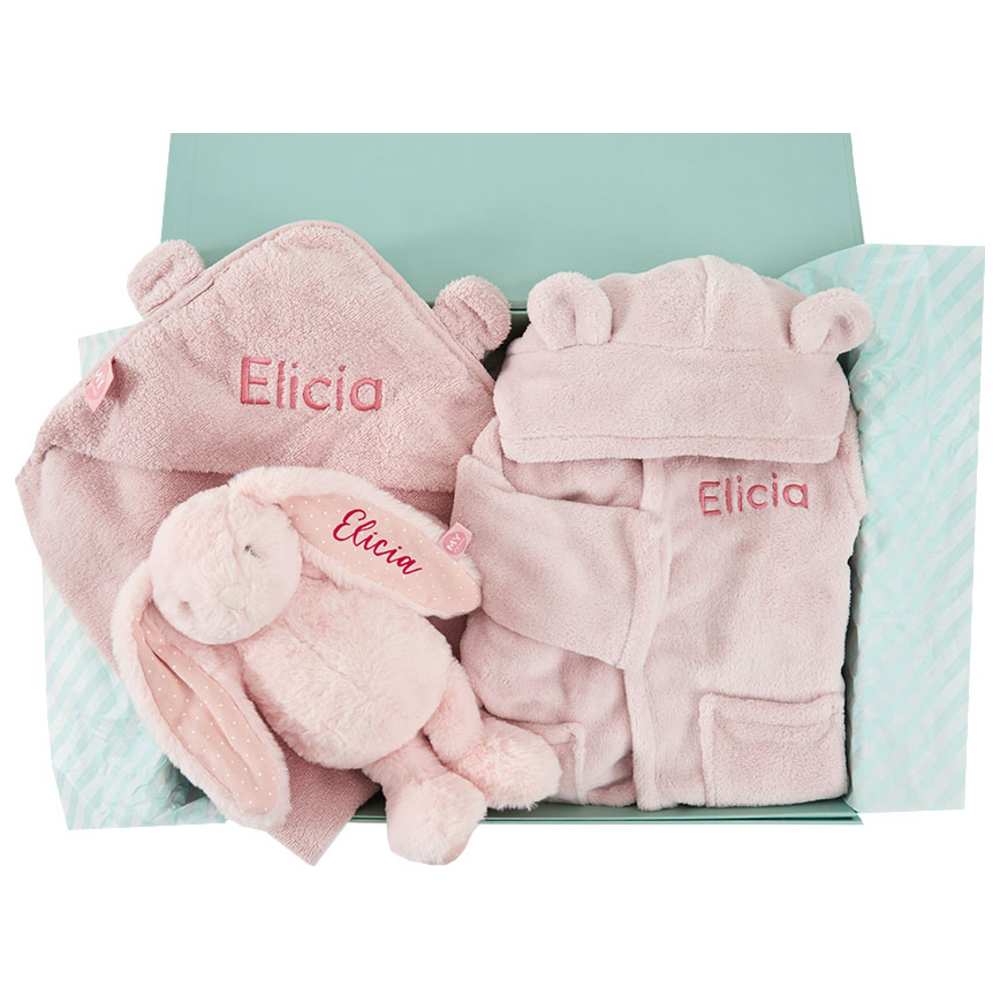 My 1st Years - Girl's Personalised Splash Snuggle & Cuddle Set - Pink - 3 Pcs