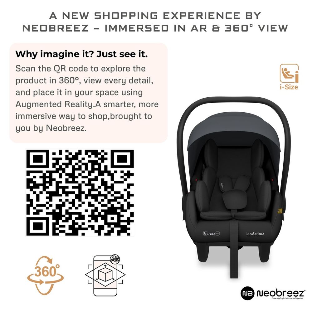 Neobreez - i-Sacro i-Size Lightweight Baby Car Seat Carrier - Grey/Black