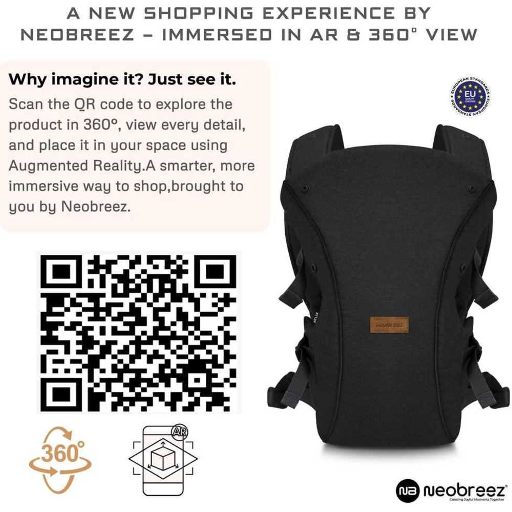Neobreez Atlix 3-In-1 Convertible Baby Carrier, Newborn-Toddler - Black