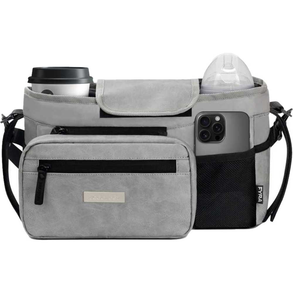 Neobreez - Fyra Stroller Organizer Caddy W/ Insulated Cup Holder - Stone Grey