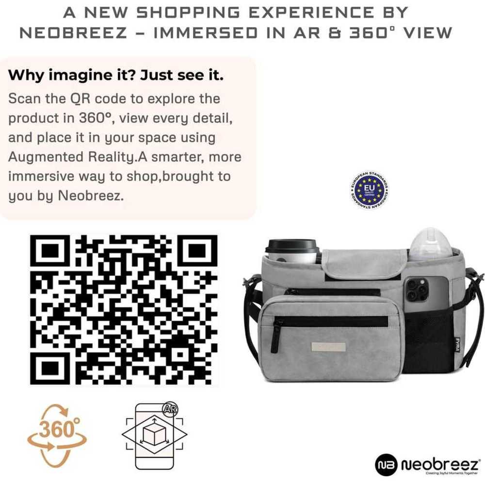 Neobreez - Fyra Stroller Organizer Caddy W/ Insulated Cup Holder - Stone Grey