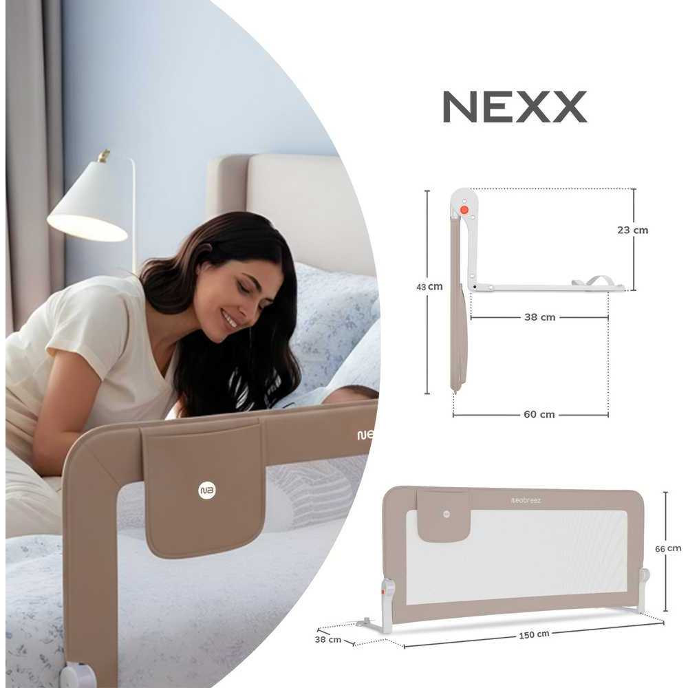 Neobreez - Nexx Bed Rail Guard,Foldable Baby/Child Safety Bed Rail - Beige