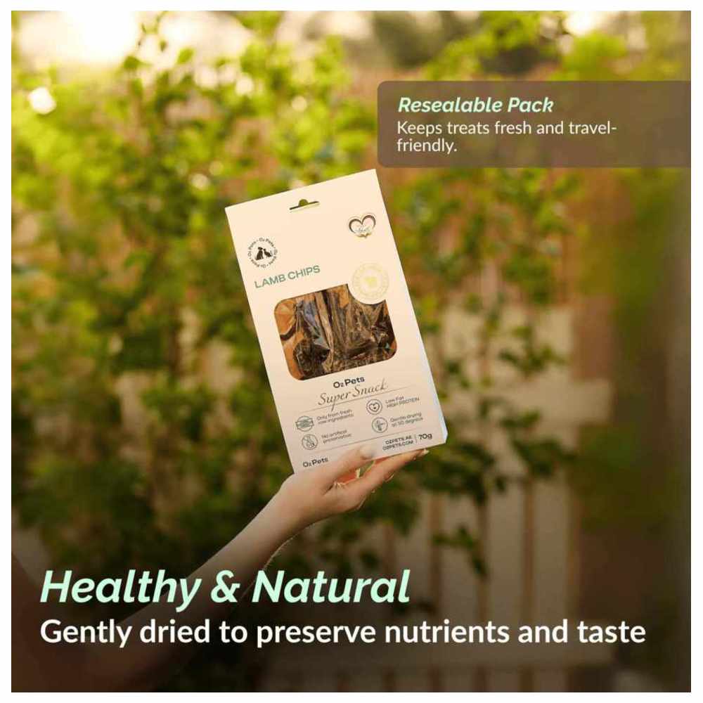 O2 Pets - Super Snack Dog Treats - Lamb Chips - 70 gm