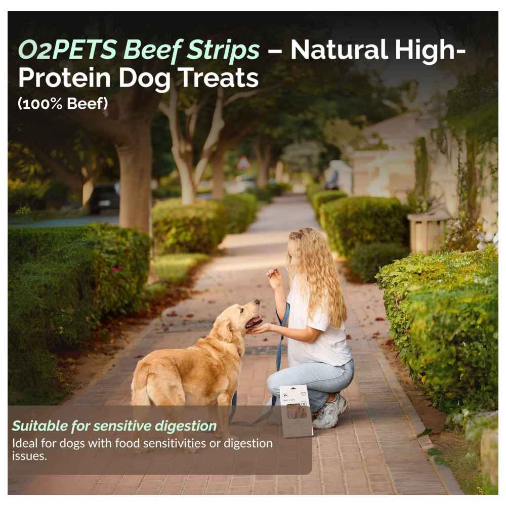 O2 Pets - Super Snack Dog Treats - Beef Strips - 50 gm