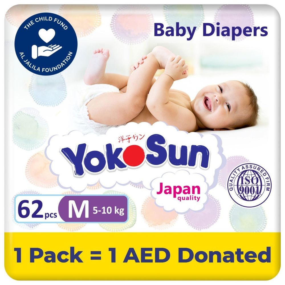 Yokosun - Baby Diapers - Size 3 Medium - 5-10 kg - 62 Pcs