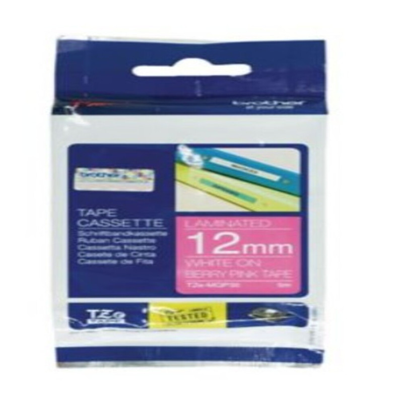 Brother - Label Tape Cassette - White On Berry Pink - 12 mm