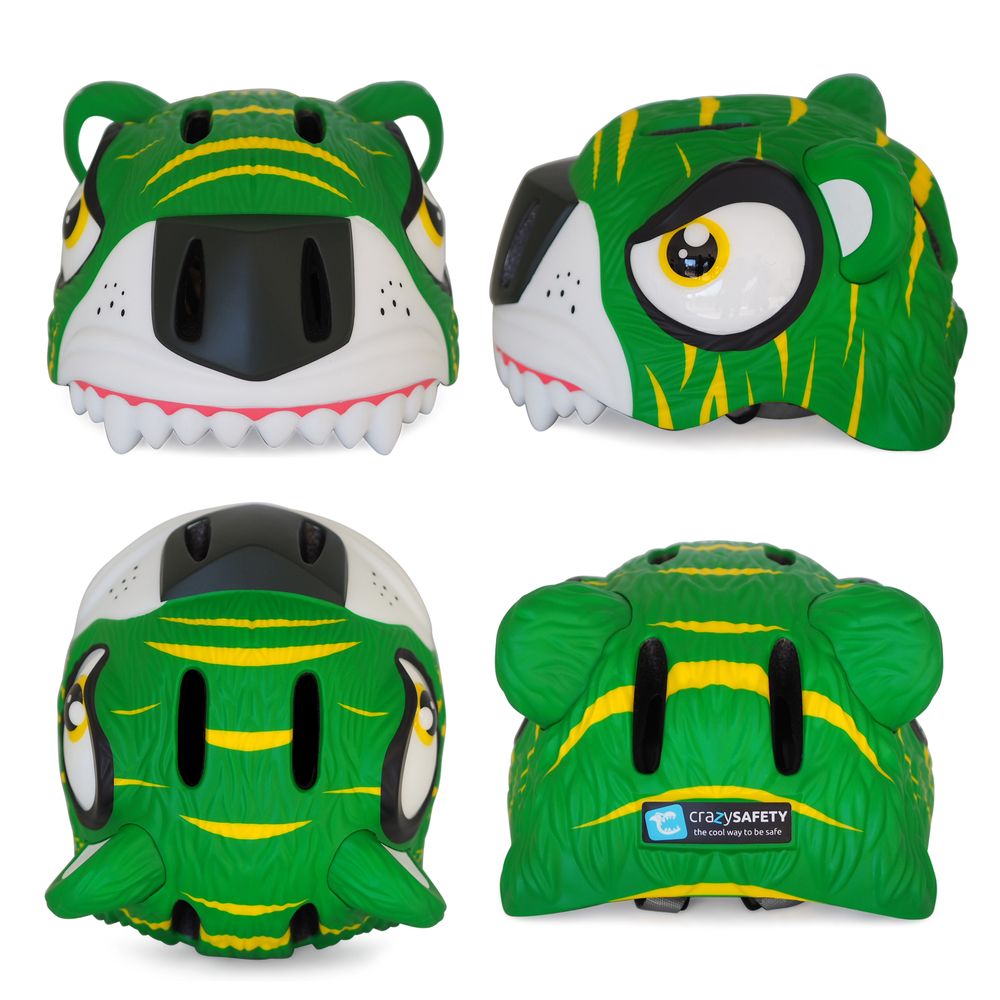 Crazy Safety - Bicycle Helmet - Tiger - Green - 49-55cm